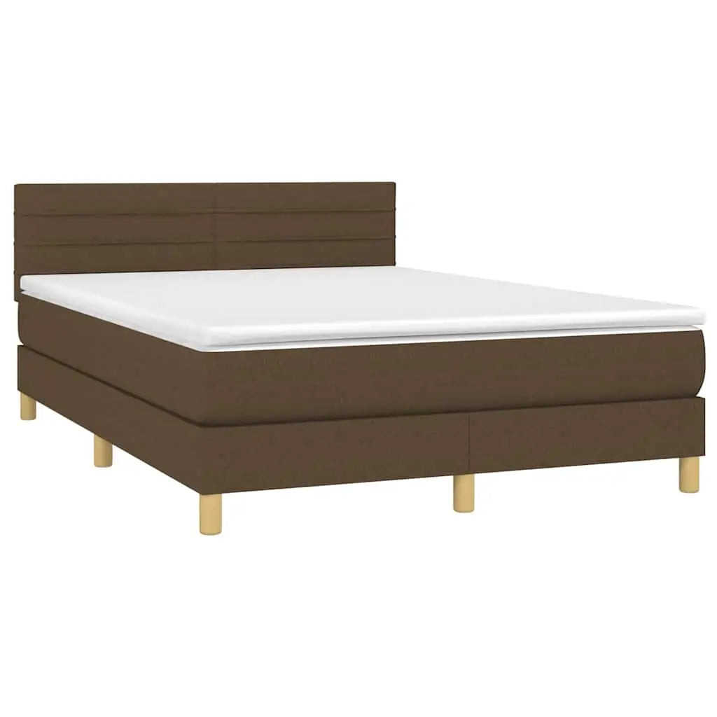 Sommier à lattes de lit matelas et LED Marron foncé 140x190 cm - XIOS