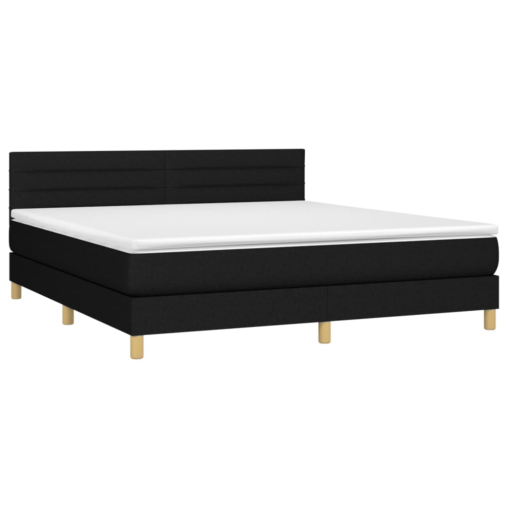 Sommier à lattes de lit avec matelas LED Noir 180x200 cm Tissu - XIOS