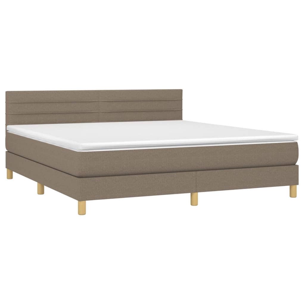 Sommier à lattes de lit avec matelas LED Taupe 180x200 cm Tissu - XIOS