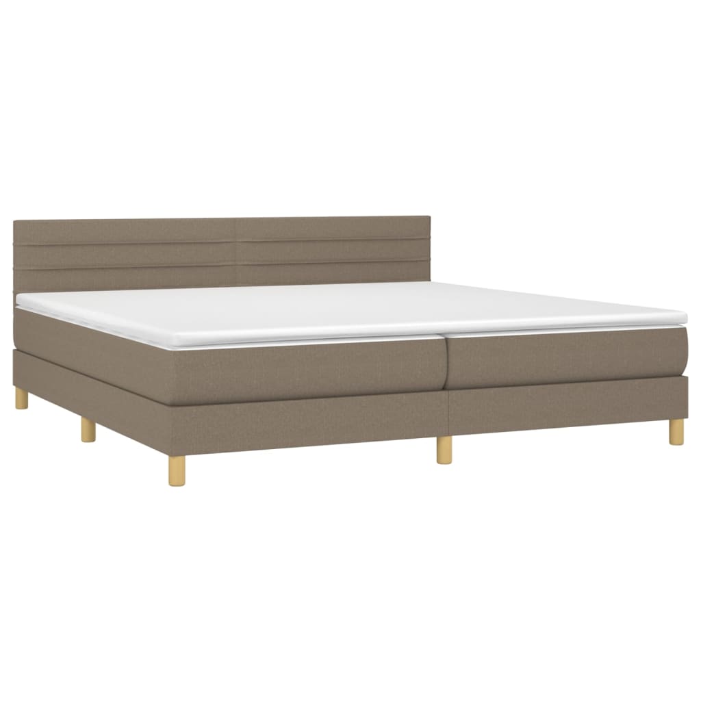 Sommier à lattes de lit et matelas et LED Taupe 200x200cm Tissu - XIOS