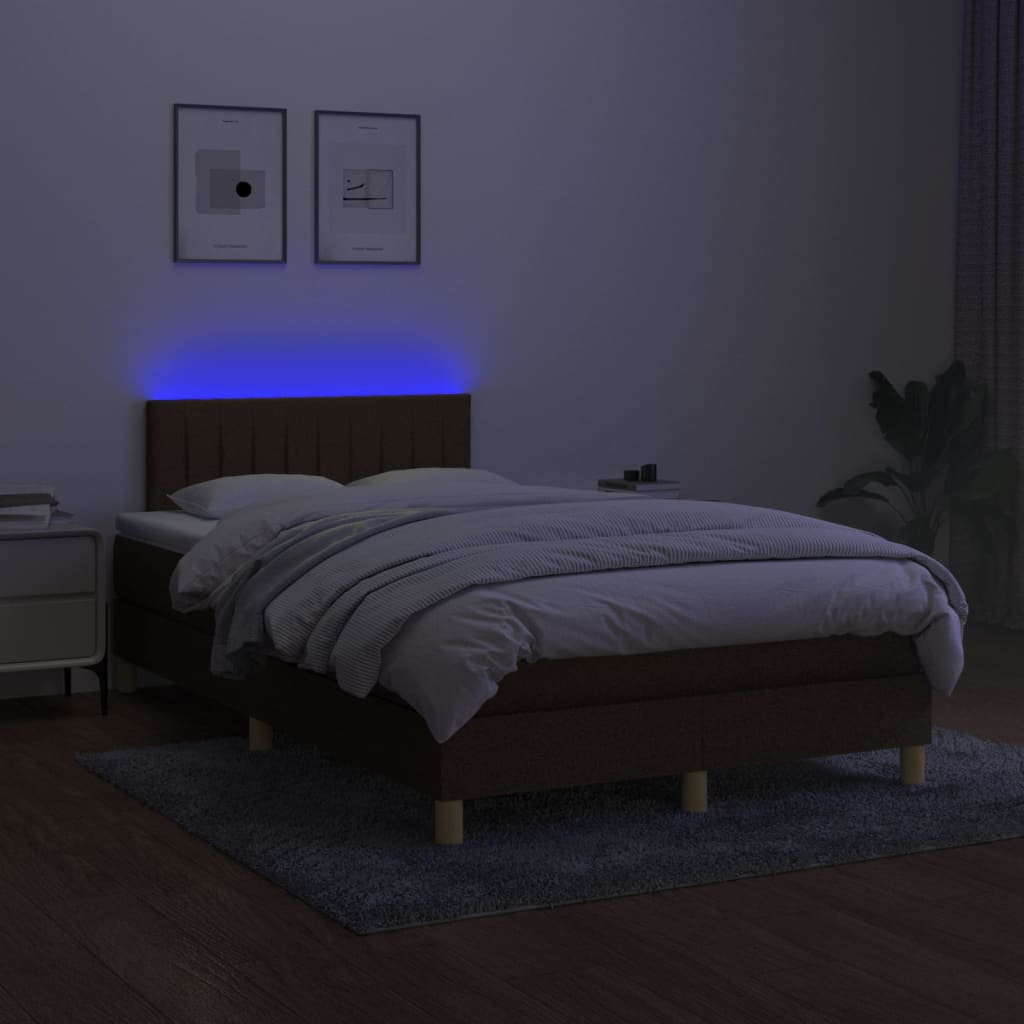 Sommier à lattes de lit matelas et LED Marron foncé 120x200 cm - XIOS