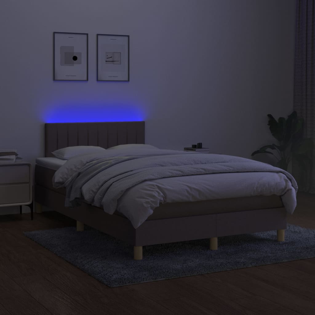 Sommier à lattes de lit avec matelas LED Taupe 120x200 cm Tissu - XIOS