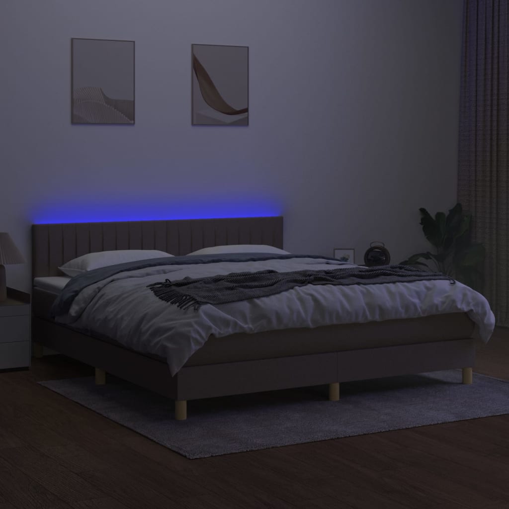 Sommier à lattes de lit avec matelas LED Taupe 160x200 cm Tissu - XIOS