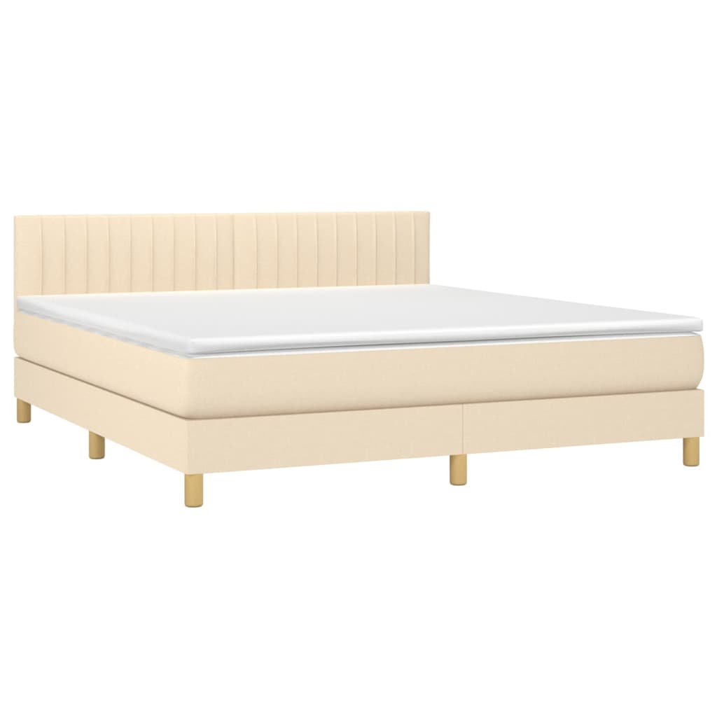 Sommier à lattes de lit avec matelas LED Crème 180x200 cm Tissu