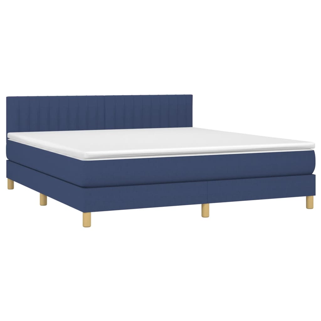 Sommier à lattes de lit avec matelas LED Bleu 180x200 cm Tissu - XIOS