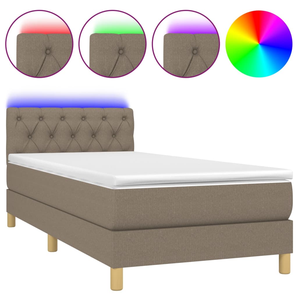 Sommier à lattes de lit avec matelas LED Taupe 80x200cm Tissu - XIOS