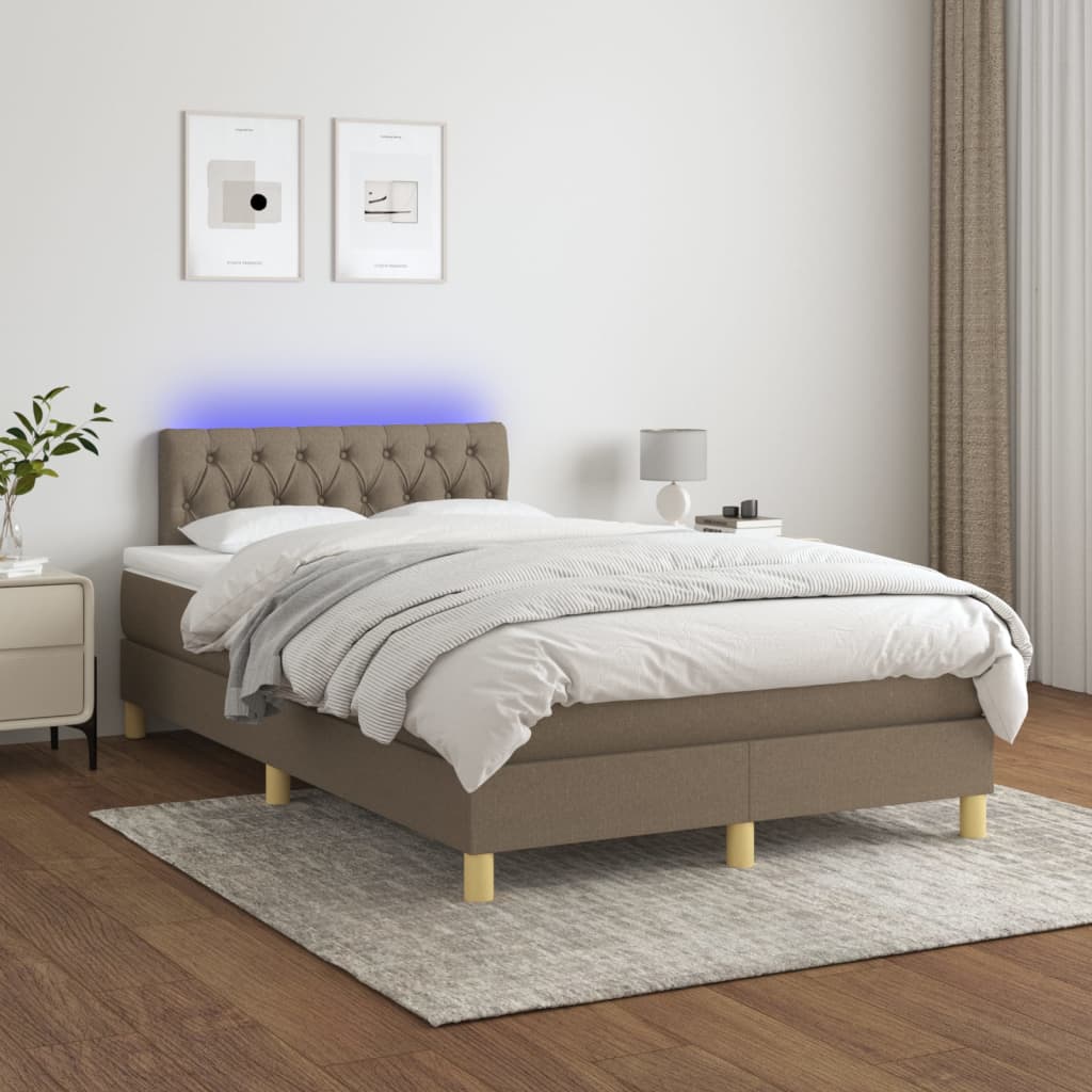 Sommier à lattes de lit avec matelas LED Taupe 120x200 cm Tissu - XIOS
