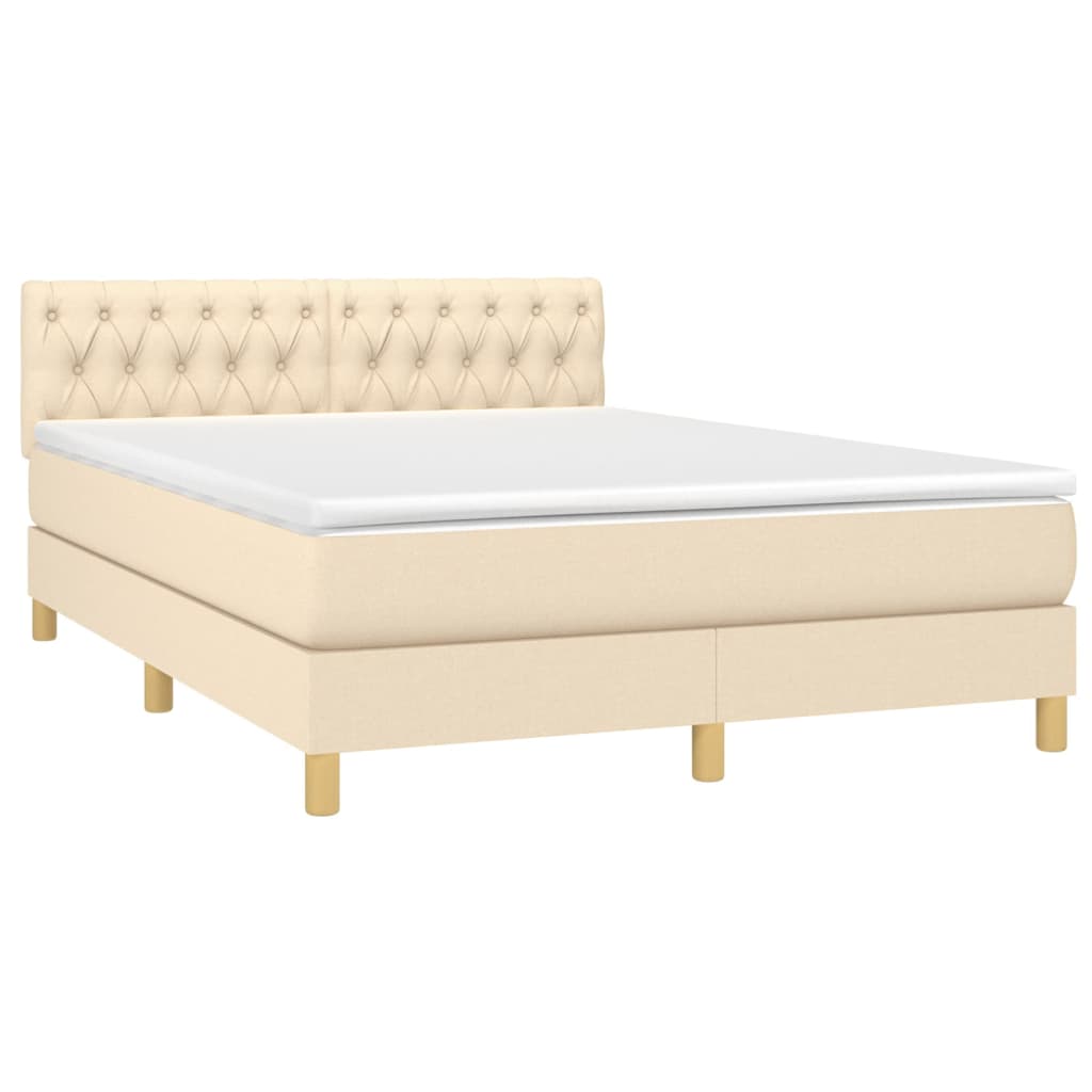 Sommier à lattes de lit avec matelas LED Crème 140x190 cm Tissu - XIOS