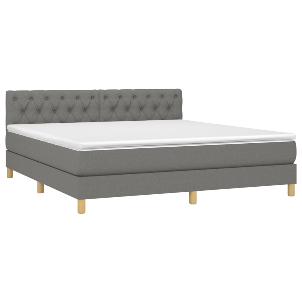 Sommier à lattes de lit et matelas et LED Gris foncé 160x200 cm - XIOS