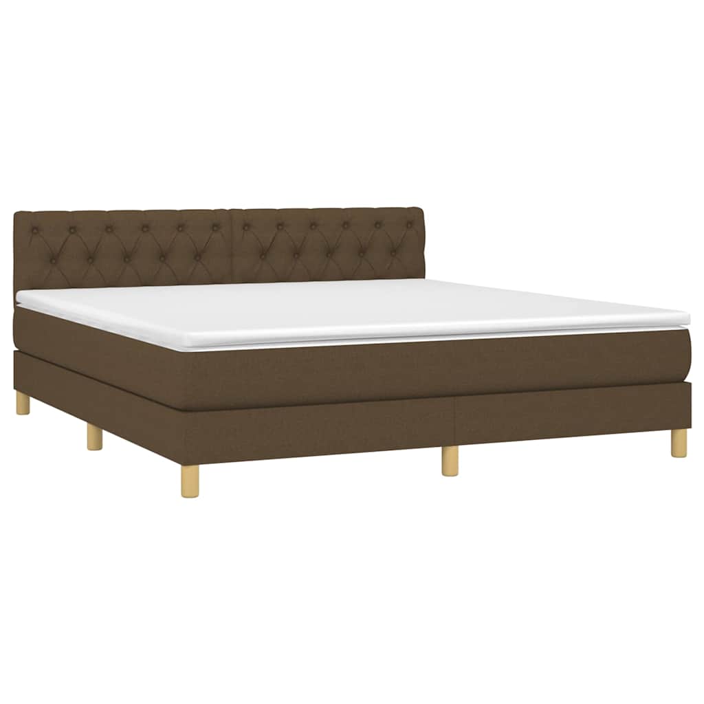Sommier à lattes de lit matelas et LED Marron foncé 160x200 cm