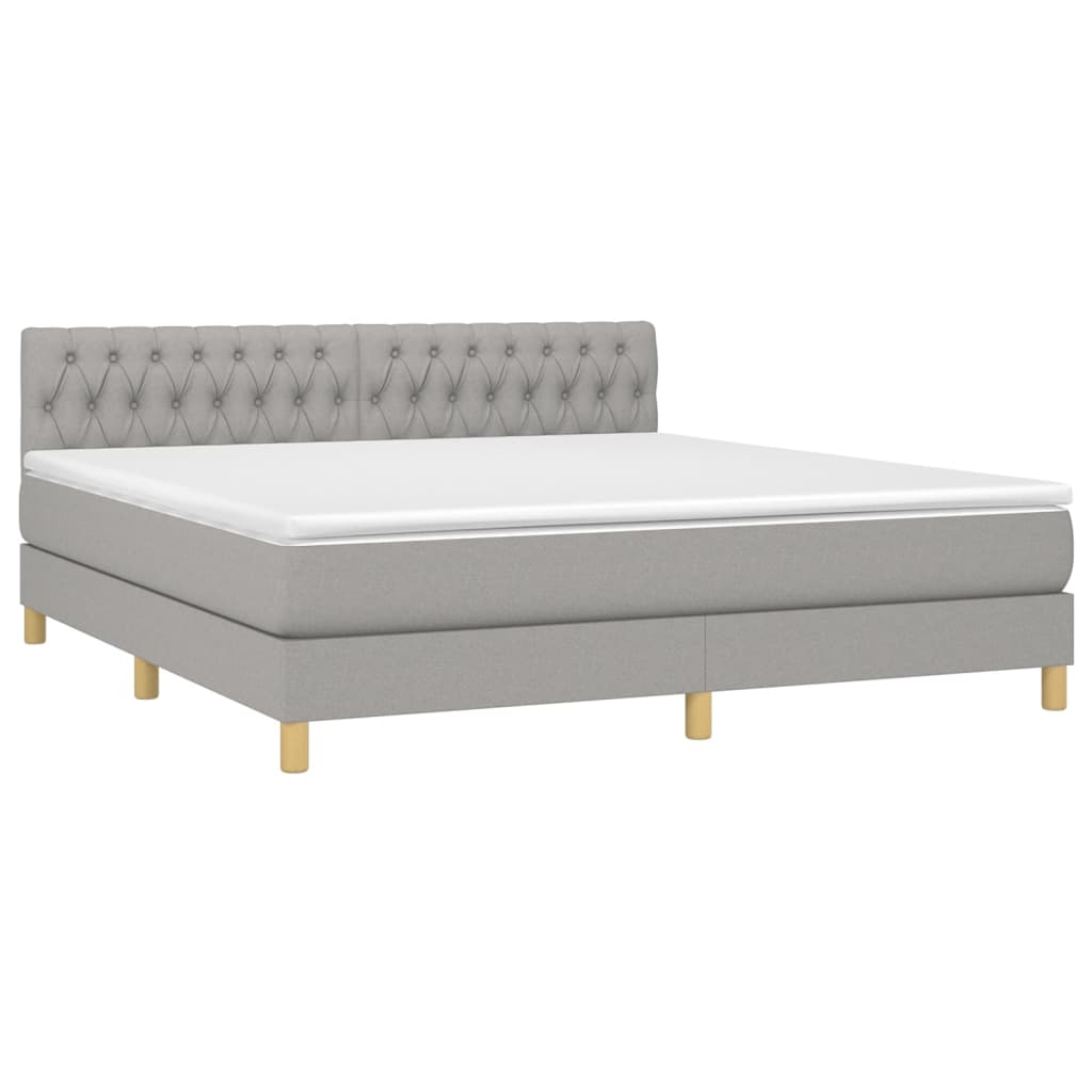Sommier à lattes de lit et matelas et LED Gris clair 180x200 cm