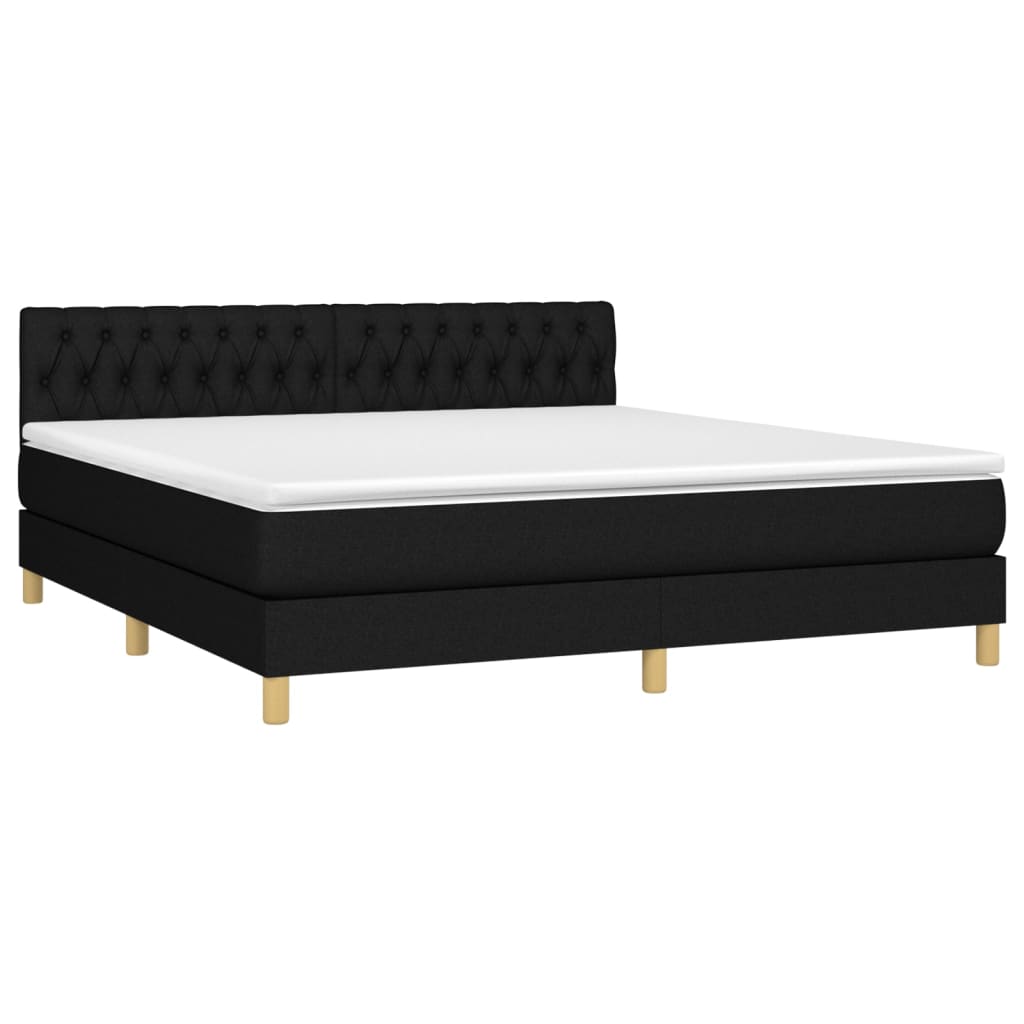 Sommier à lattes de lit avec matelas LED Noir 180x200 cm Tissu - XIOS