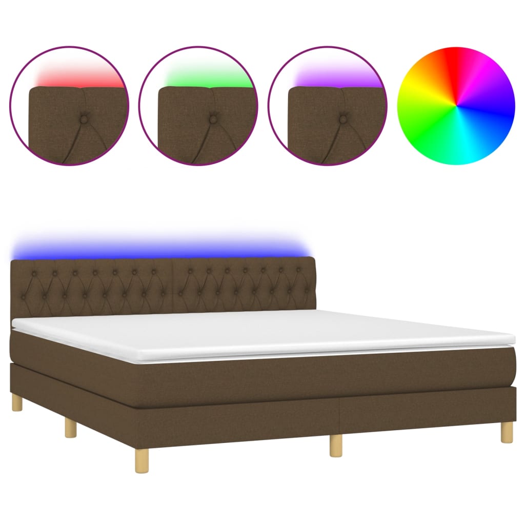 Sommier à lattes de lit matelas et LED Marron foncé 180x200cm - XIOS