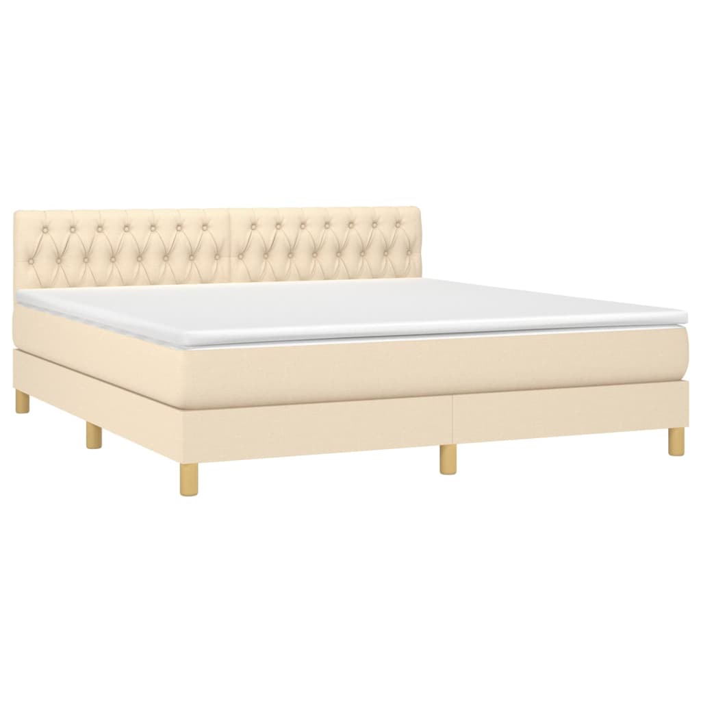 Sommier à lattes de lit avec matelas LED Crème 180x200 cm Tissu - XIOS