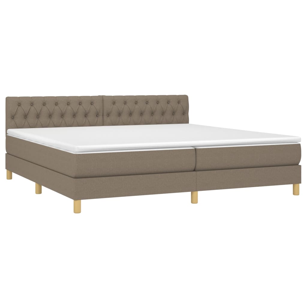 Sommier à lattes de lit et matelas et LED Taupe 200x200cm Tissu - XIOS