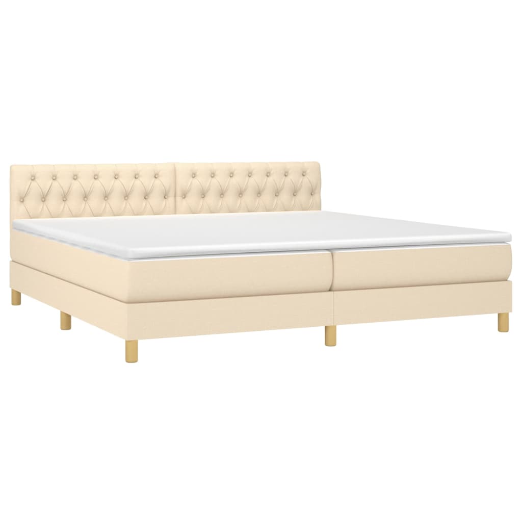 Sommier à lattes de lit et matelas et LED Crème 200x200cm Tissu - XIOS