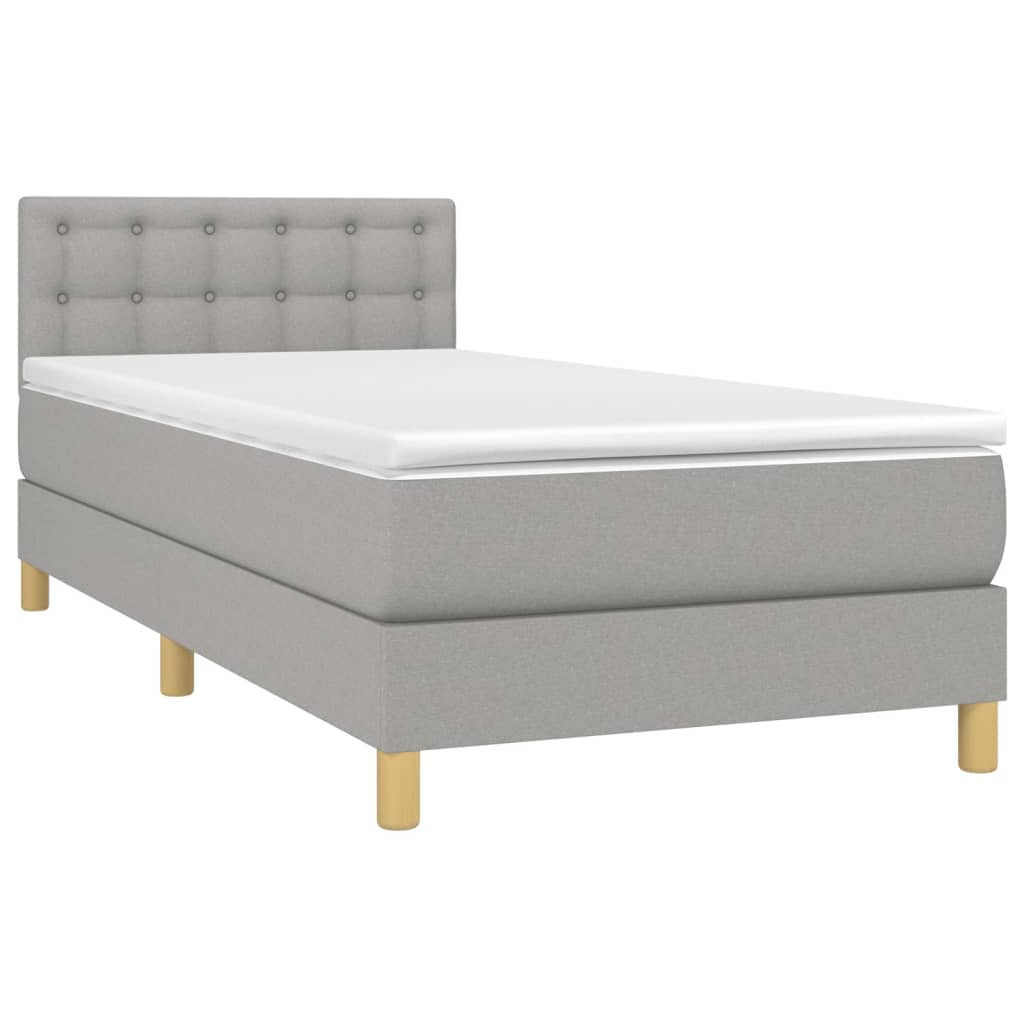 Sommier à lattes de lit avec matelas et LED Gris clair 90x200cm