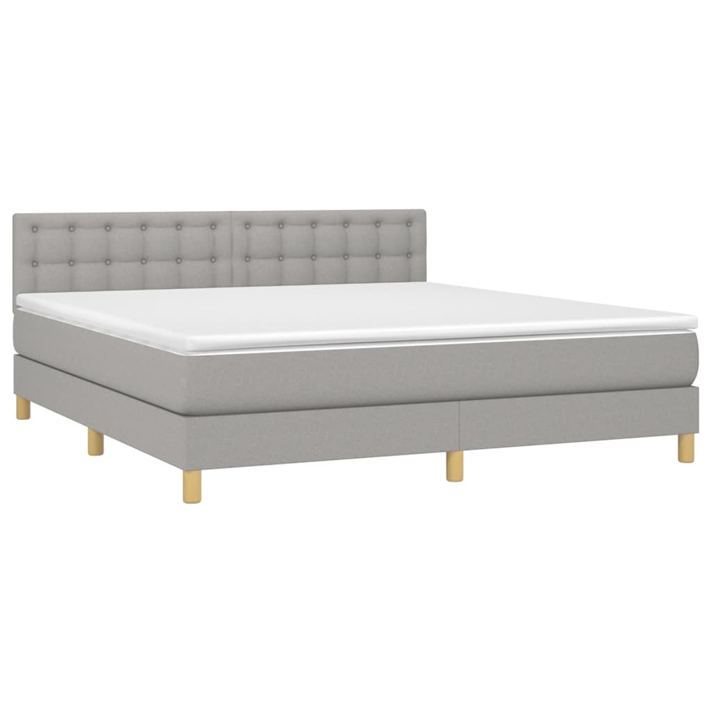 Sommier à lattes de lit matelas LED Gris clair 160x200 cm Tissu - XIOS