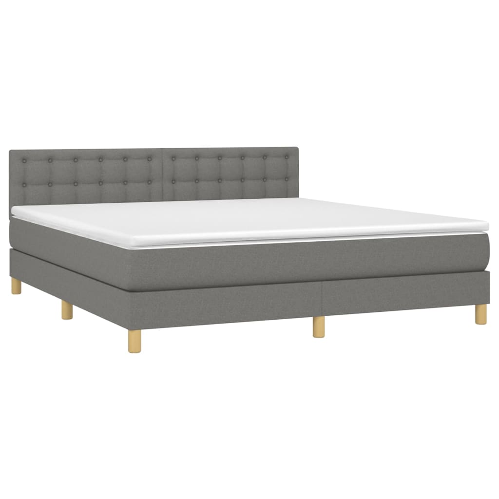 Sommier à lattes de lit et matelas et LED Gris foncé 160x200 cm - XIOS