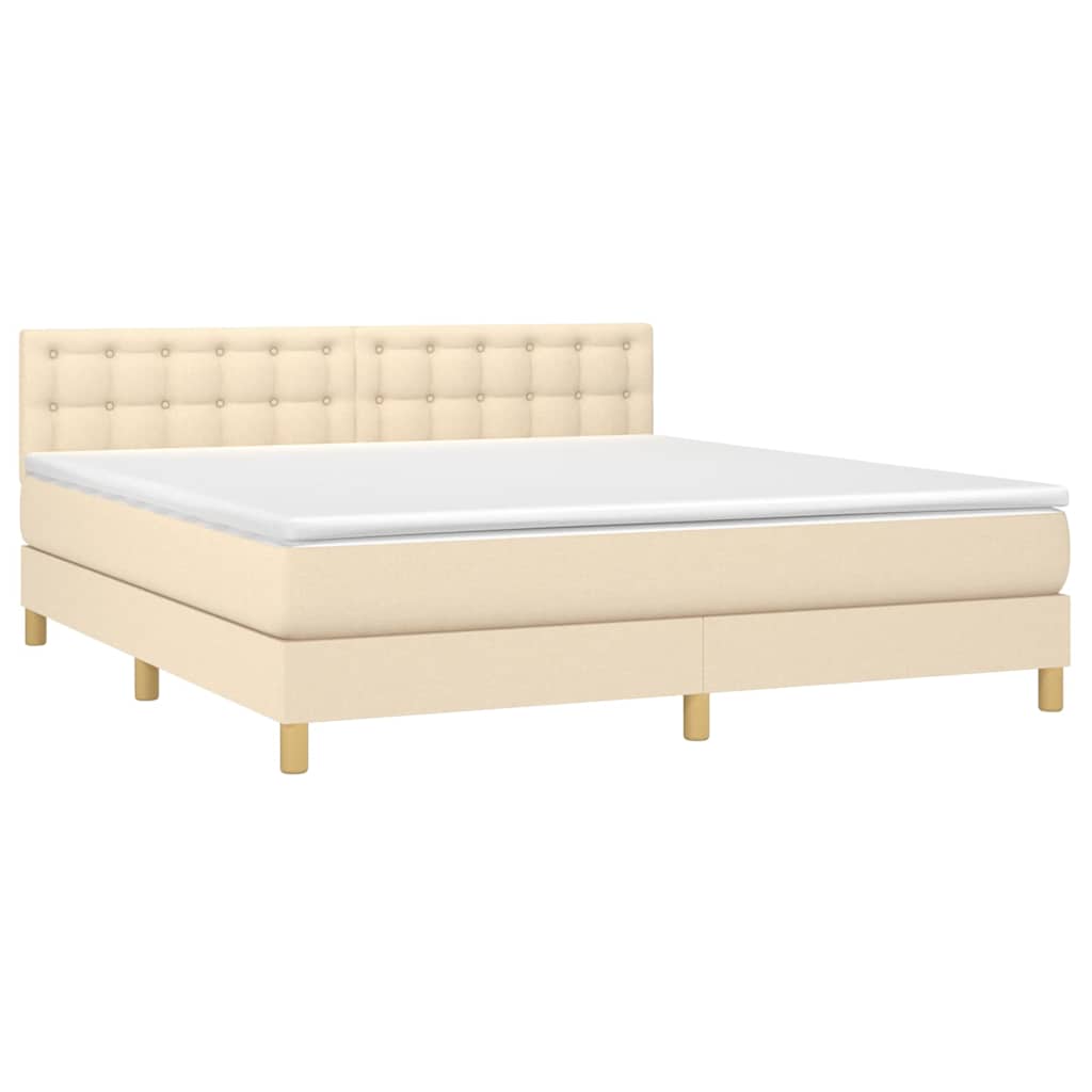 Sommier à lattes de lit avec matelas LED Crème 160x200 cm Tissu