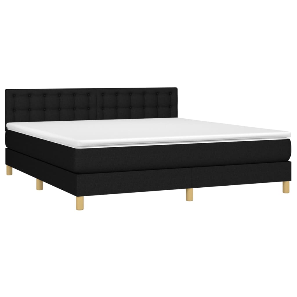 Sommier à lattes de lit avec matelas LED Noir 180x200 cm Tissu