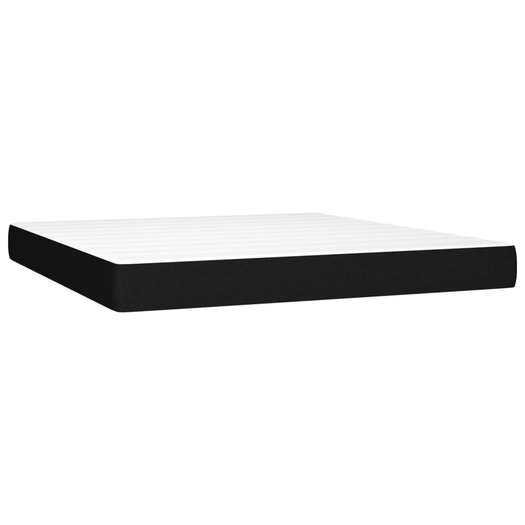 Sommier à lattes de lit avec matelas LED Noir 180x200 cm Tissu