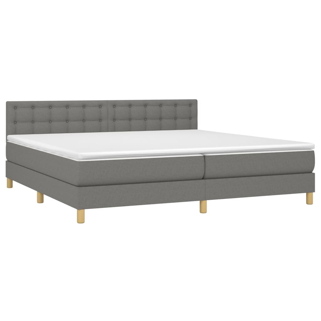 Sommier à lattes de lit et matelas et LED Gris foncé 200x200 cm - XIOS