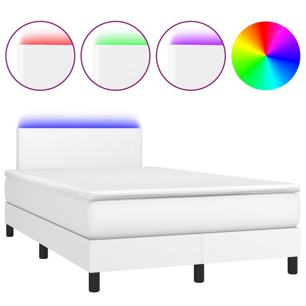 Sommier à lattes de lit et matelas et LED Blanc 120x200 cm Lits & cadres de lit vidaXL