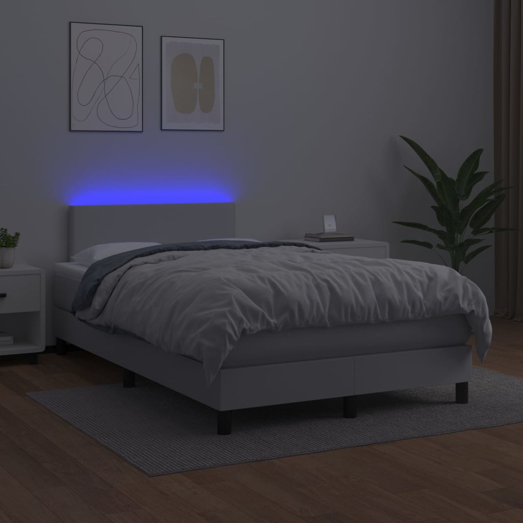 Sommier à lattes de lit et matelas et LED Blanc 120x200 cm Lits & cadres de lit vidaXL