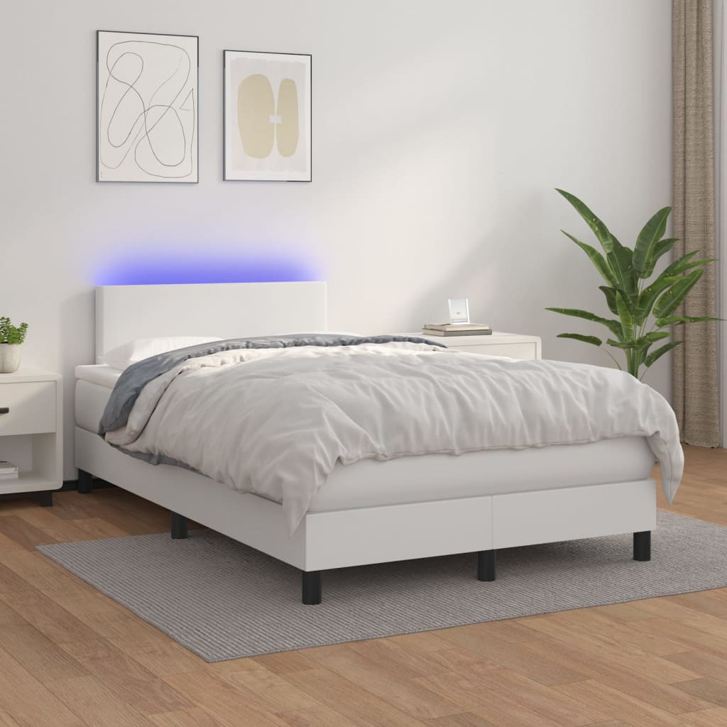 Sommier à lattes de lit et matelas et LED Blanc 120x200 cm Lits & cadres de lit vidaXL