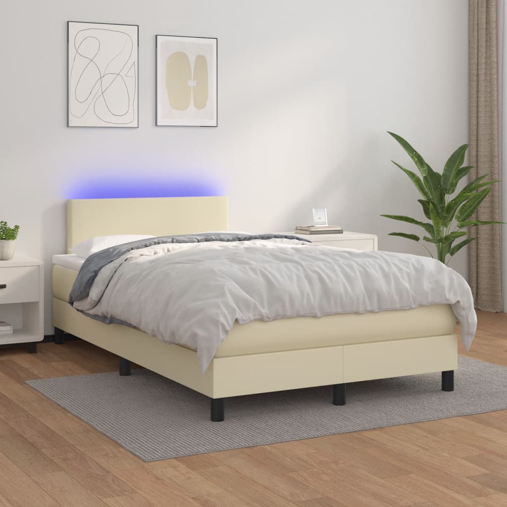Sommier à lattes de lit et matelas et LED Crème 120x200 cm - XIOS