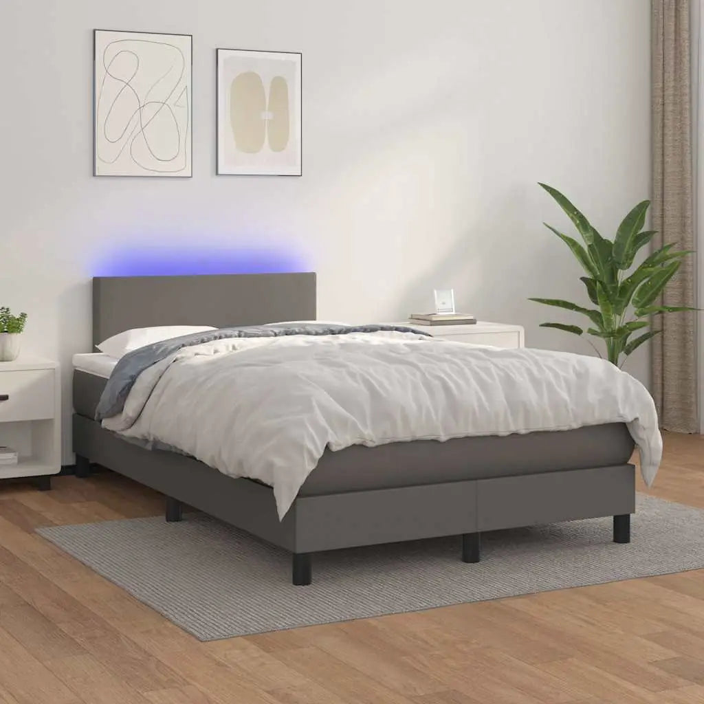 Sommier à lattes de lit avec matelas et LED Gris 120x200 cm - XIOS