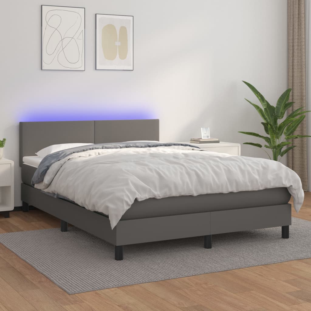 Sommier à lattes de lit avec matelas et LED Gris 140x190 cm - XIOS