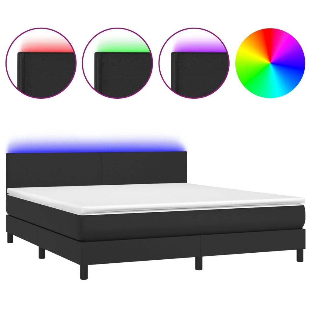 Sommier à lattes de lit avec matelas et LED Noir 180x200 cm - XIOS