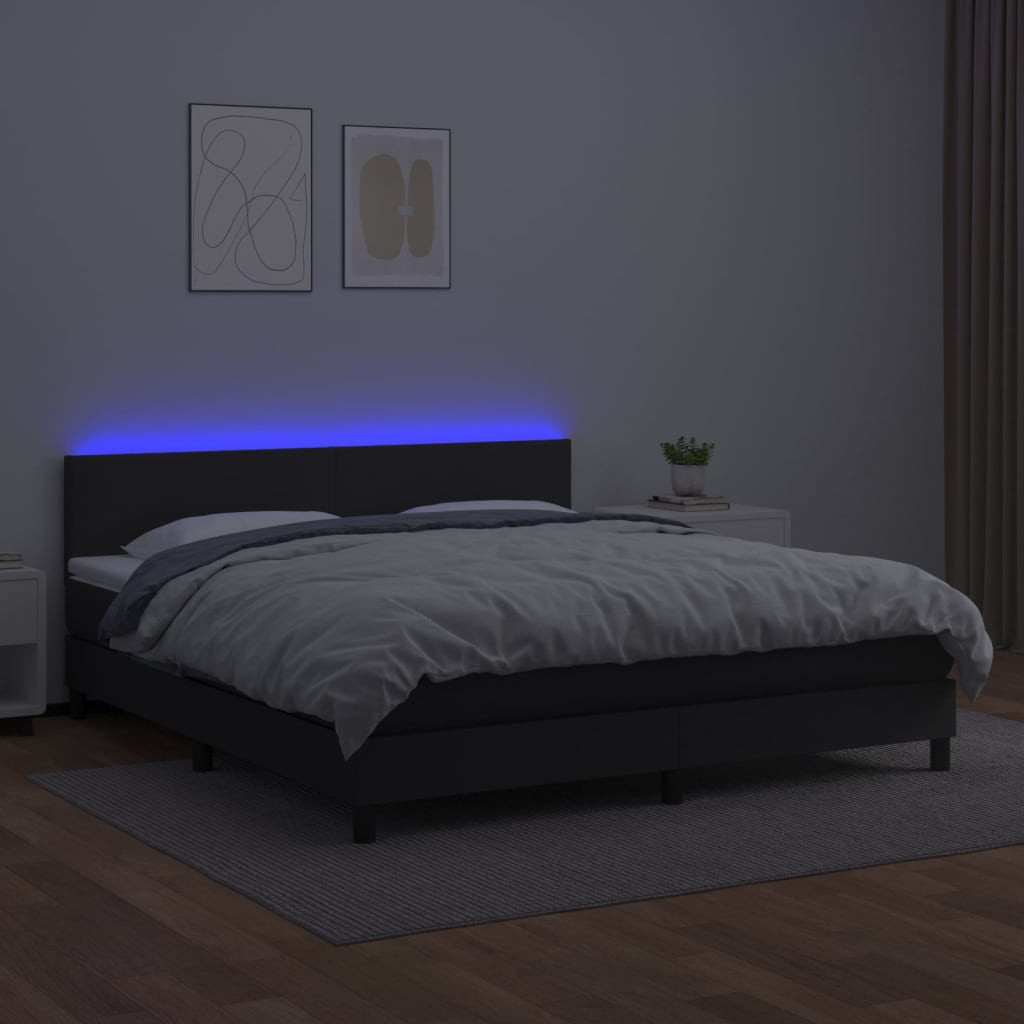 Sommier à lattes de lit avec matelas et LED Noir 180x200 cm - XIOS