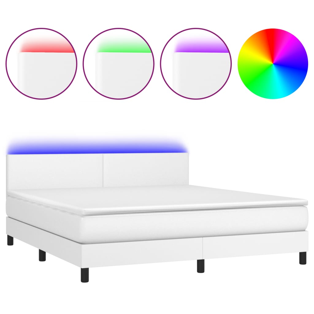 Sommier à lattes de lit avec matelas et LED Blanc 180x200 cm - XIOS