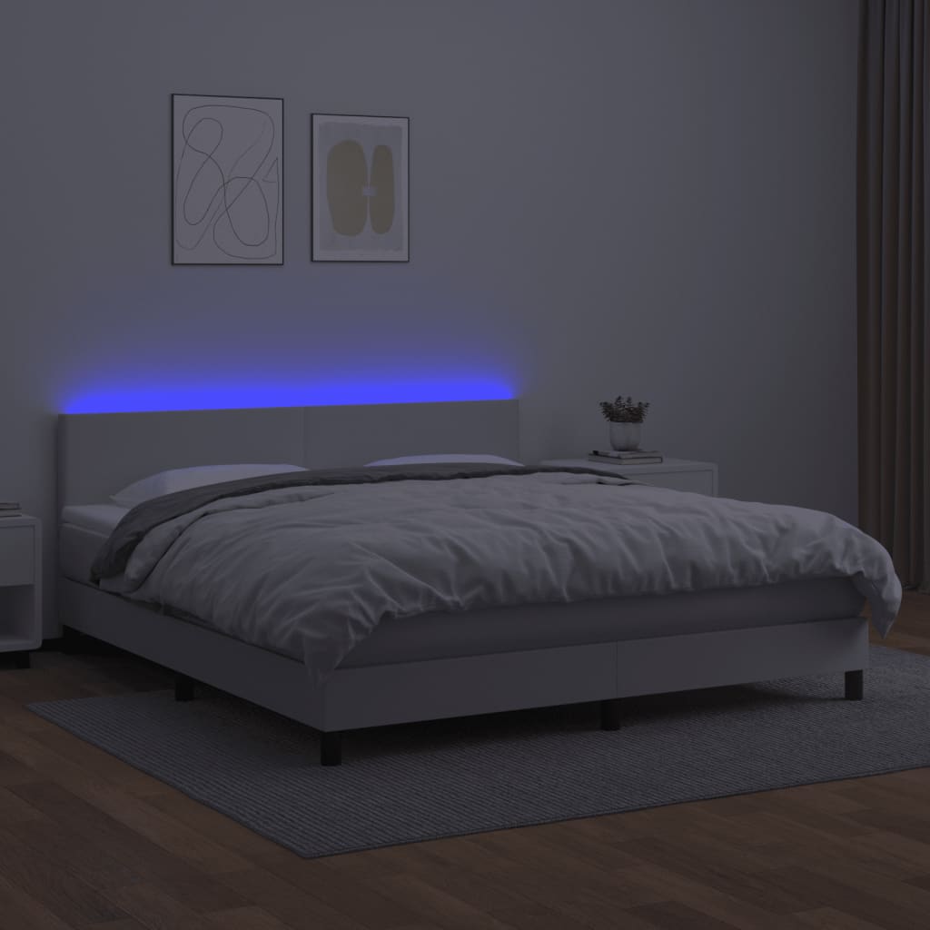 Sommier à lattes de lit avec matelas et LED Blanc 180x200 cm - XIOS