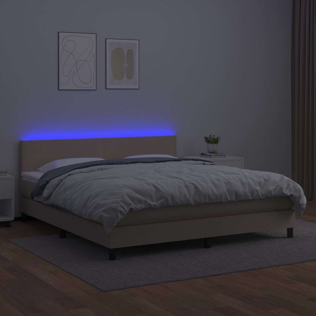 Sommier à lattes de lit avec matelas LED Cappuccino 180x200 cm