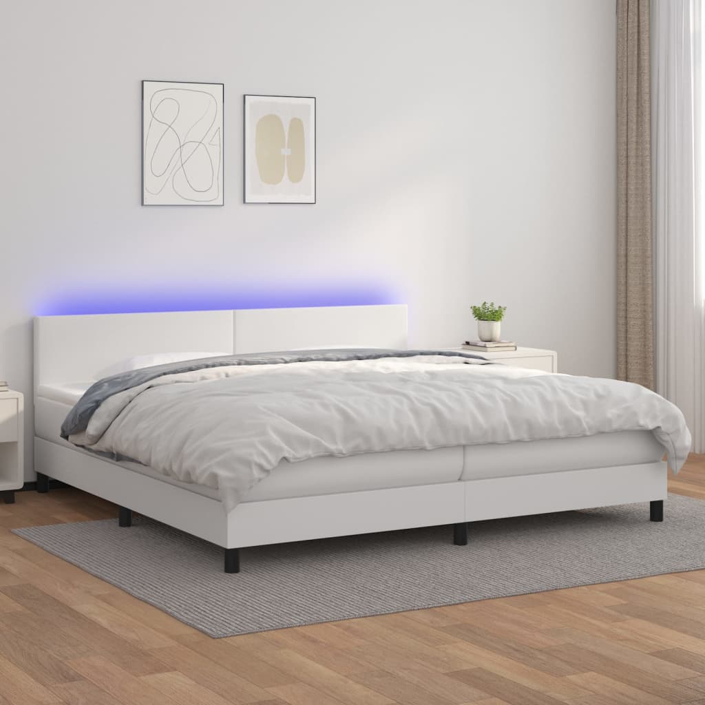 Sommier à lattes de lit avec matelas et LED Blanc 200x200 cm - XIOS