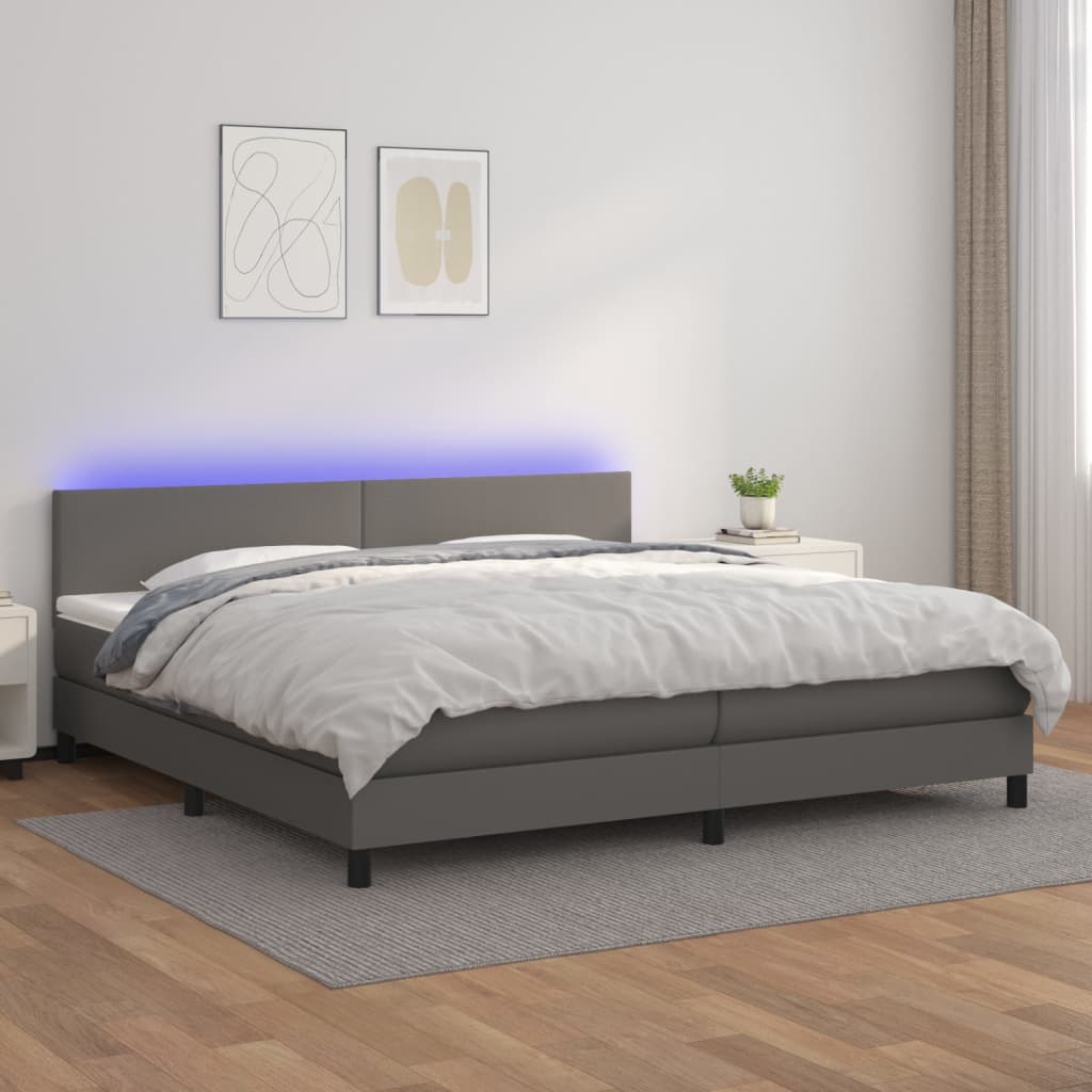 Sommier à lattes de lit avec matelas et LED Gris 200x200 cm - XIOS