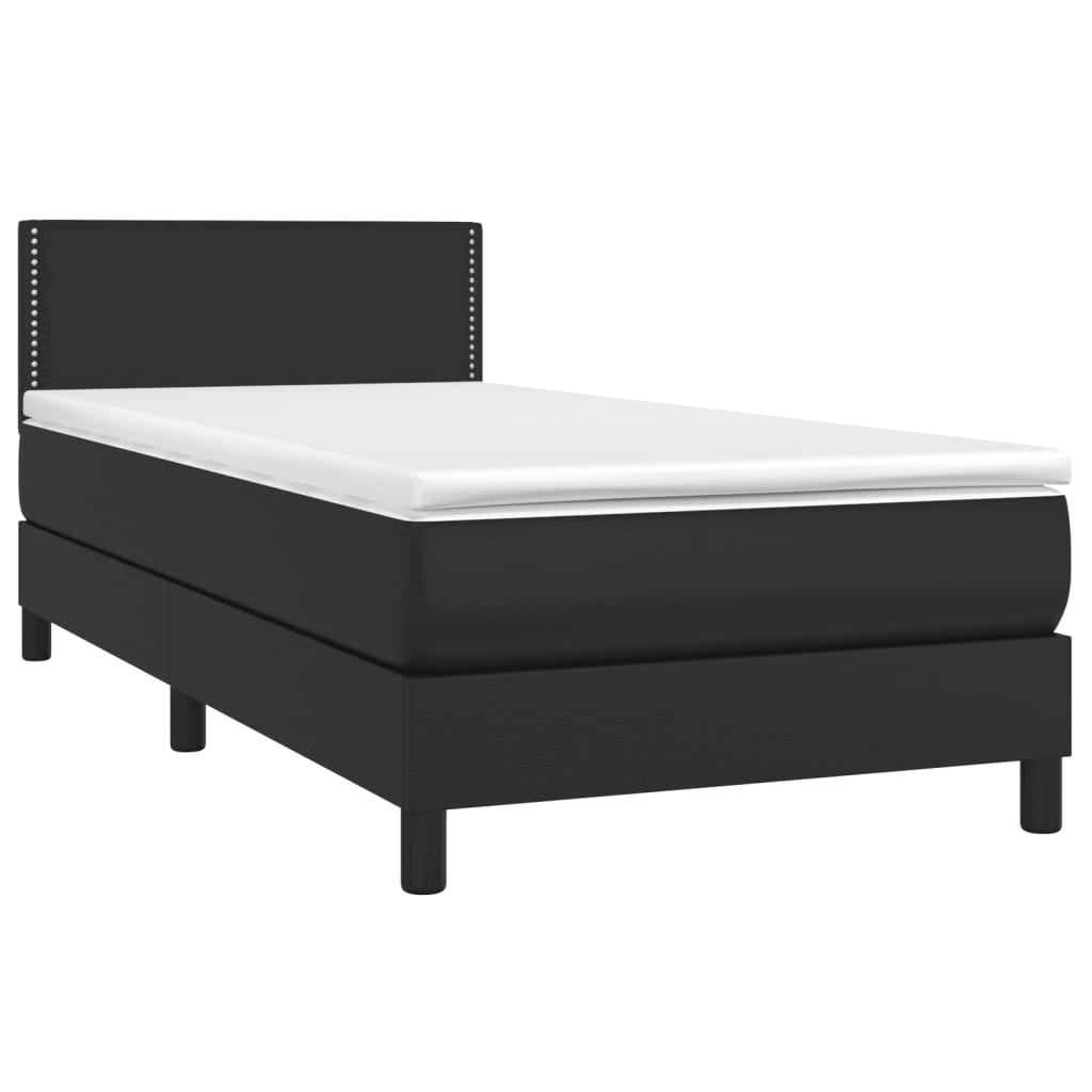 Sommier à lattes de lit et matelas LED Noir 90x200cm Similicuir - XIOS