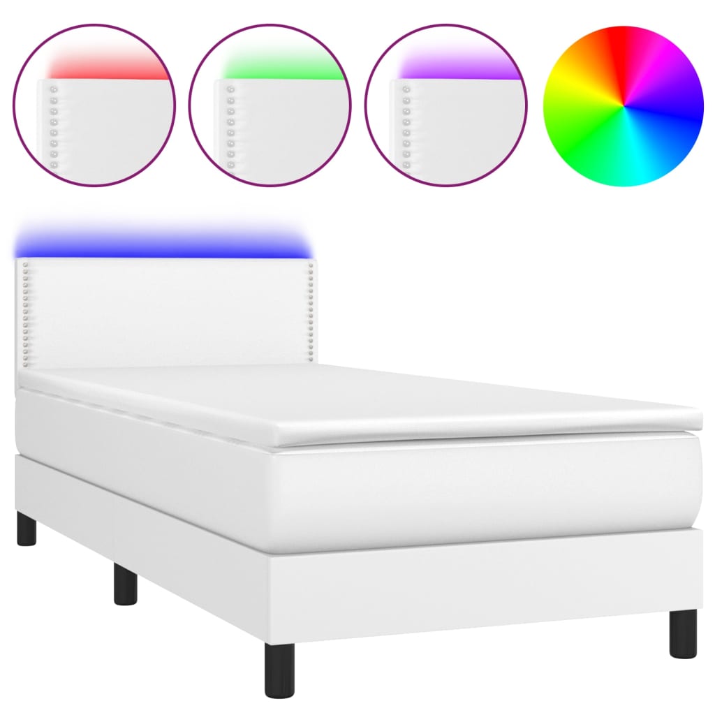 Sommier à lattes de lit avec matelas et LED Blanc 100x200 cm - XIOS