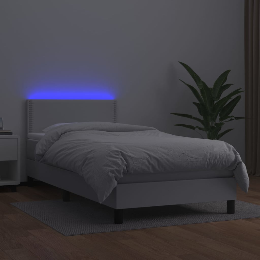 Sommier à lattes de lit avec matelas et LED Blanc 100x200 cm - XIOS