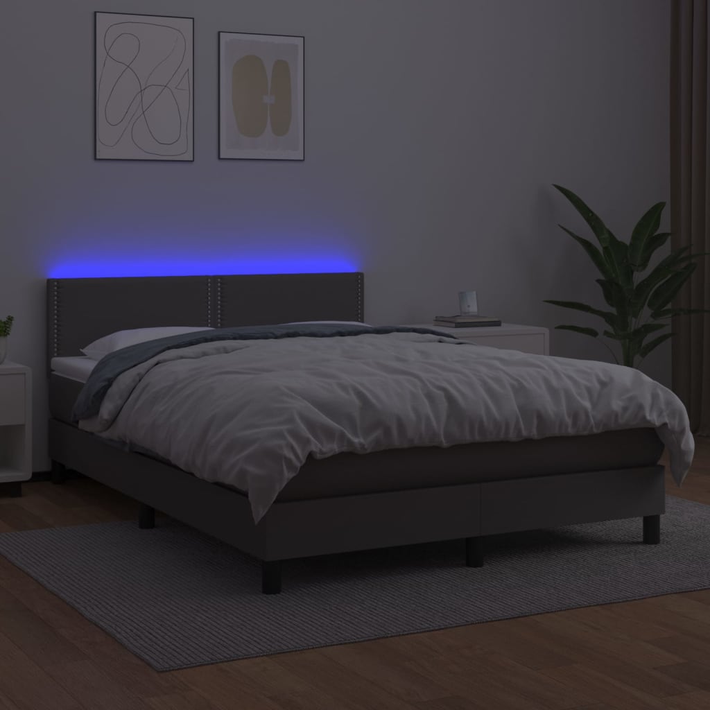 Sommier à lattes de lit avec matelas et LED Gris 140x190 cm - XIOS