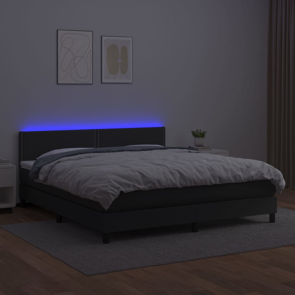 Sommier à lattes de lit avec matelas et LED Noir 180x200cm - XIOS