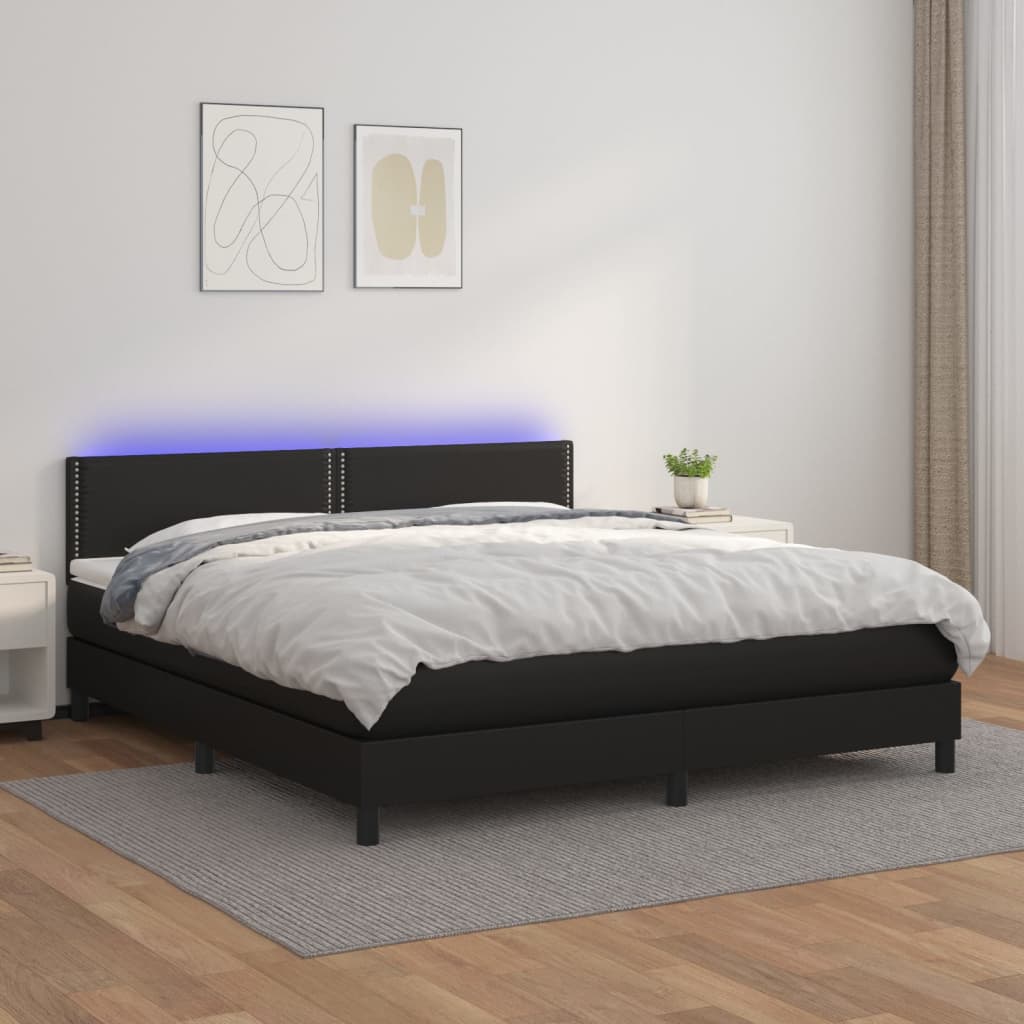 Sommier à lattes de lit avec matelas et LED Noir 180x200cm - XIOS