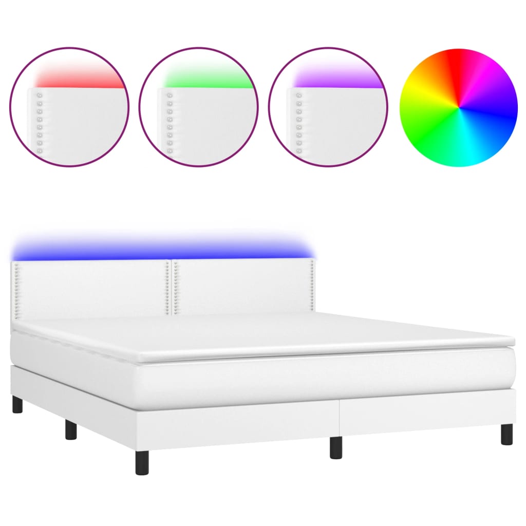 Sommier à lattes de lit avec matelas et LED Blanc 180x200 cm - XIOS