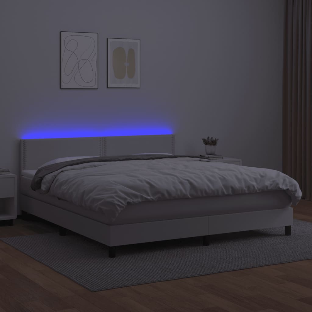 Sommier à lattes de lit avec matelas et LED Blanc 180x200 cm - XIOS