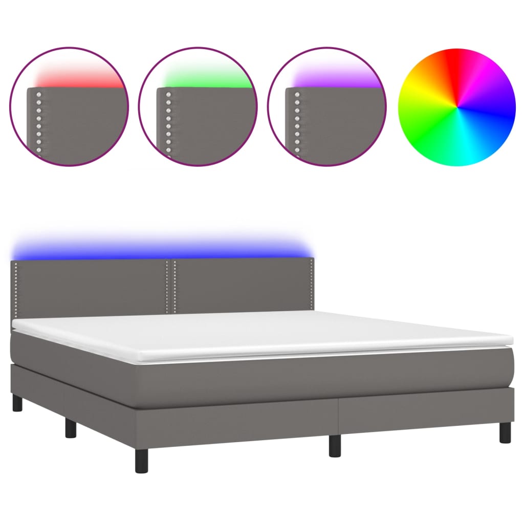 Sommier à lattes de lit avec matelas et LED Gris 180x200 cm - XIOS