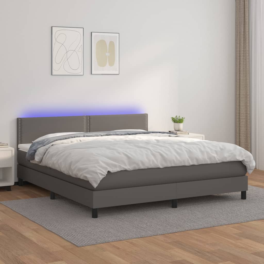 Sommier à lattes de lit avec matelas et LED Gris 180x200 cm - XIOS